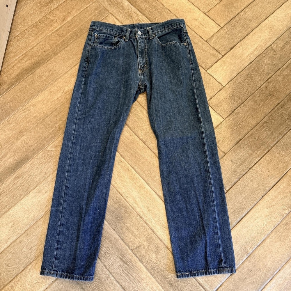 Levis 505 Jeans Mens 34x32 Blue Denim Straight Leg Regular Fit Medium Wash